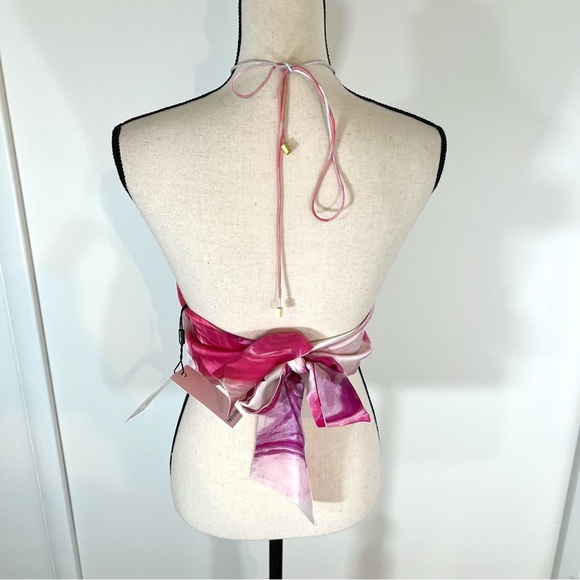 Retrofete Pink and White Halter Crop Top - Picture 6 of 11